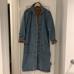 Zara Sherpa lined long denim coat
